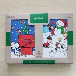 Hallmark Peanuts Christmas Card Set - Blue and White